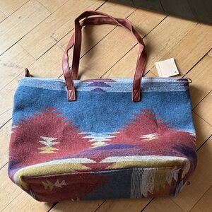 L.I.B New York Aztec Patterned Tote Bag with Leather Straps